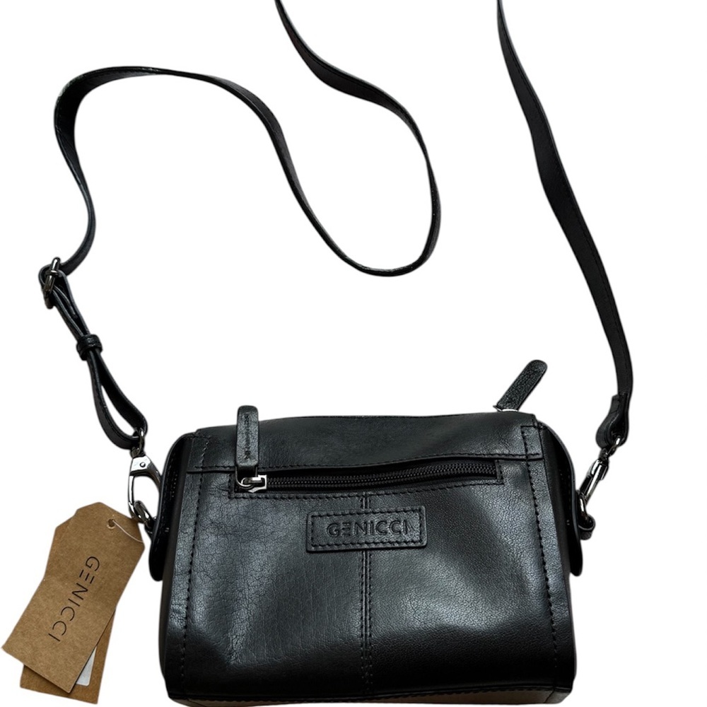 Genicci Black Leather Crossbody Bag